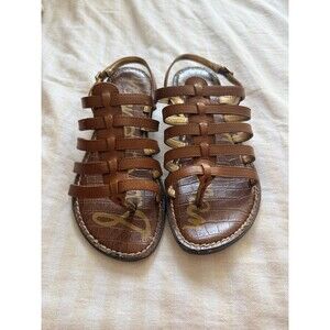 Sam Edelman Garland Brown Leather Gladiator Strappy Sandals Slingback Size 8 M